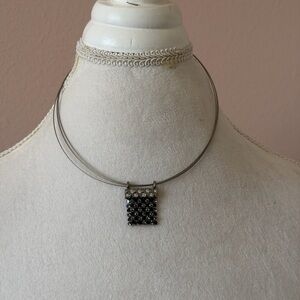 Swarovski Black & White Crystal Square Station Multi-Strand Necklace